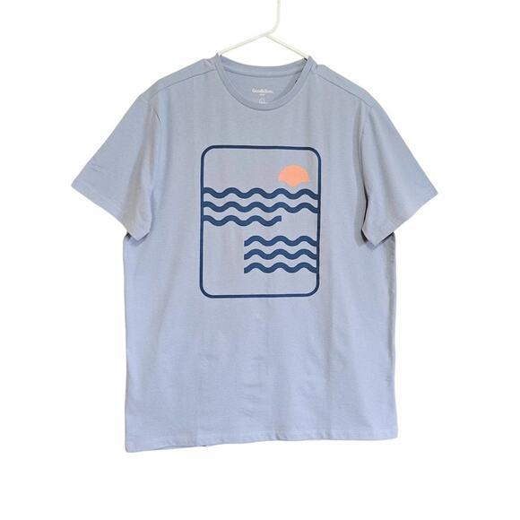 Goodfellow & Co Mens Short Sleeve Graphic T-Shirt Size L Light Blue New - Picture 1 of 7
